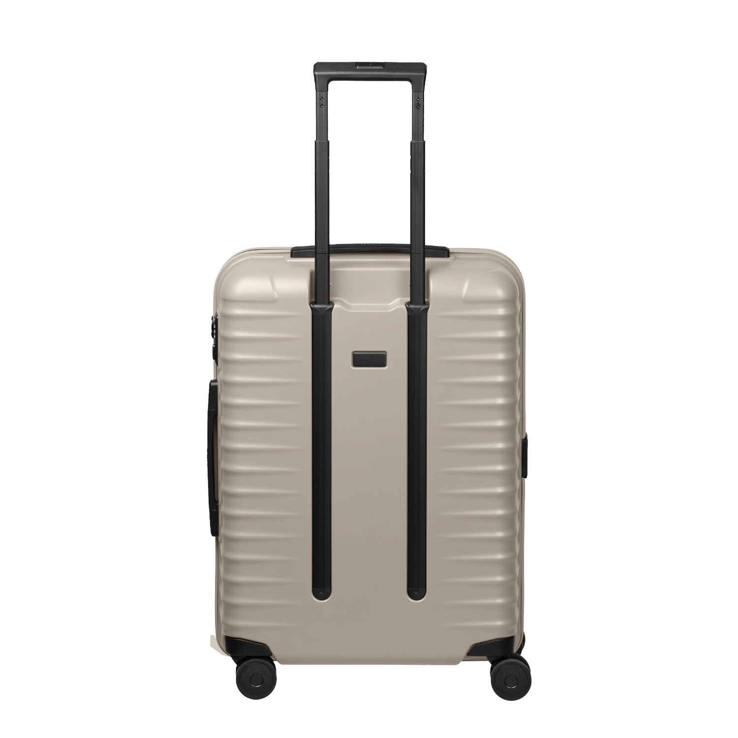 Lieblingstasche UPGRADE 4w Trolley M in beige with a hard shell, telescopic handle, and four spinner wheels.