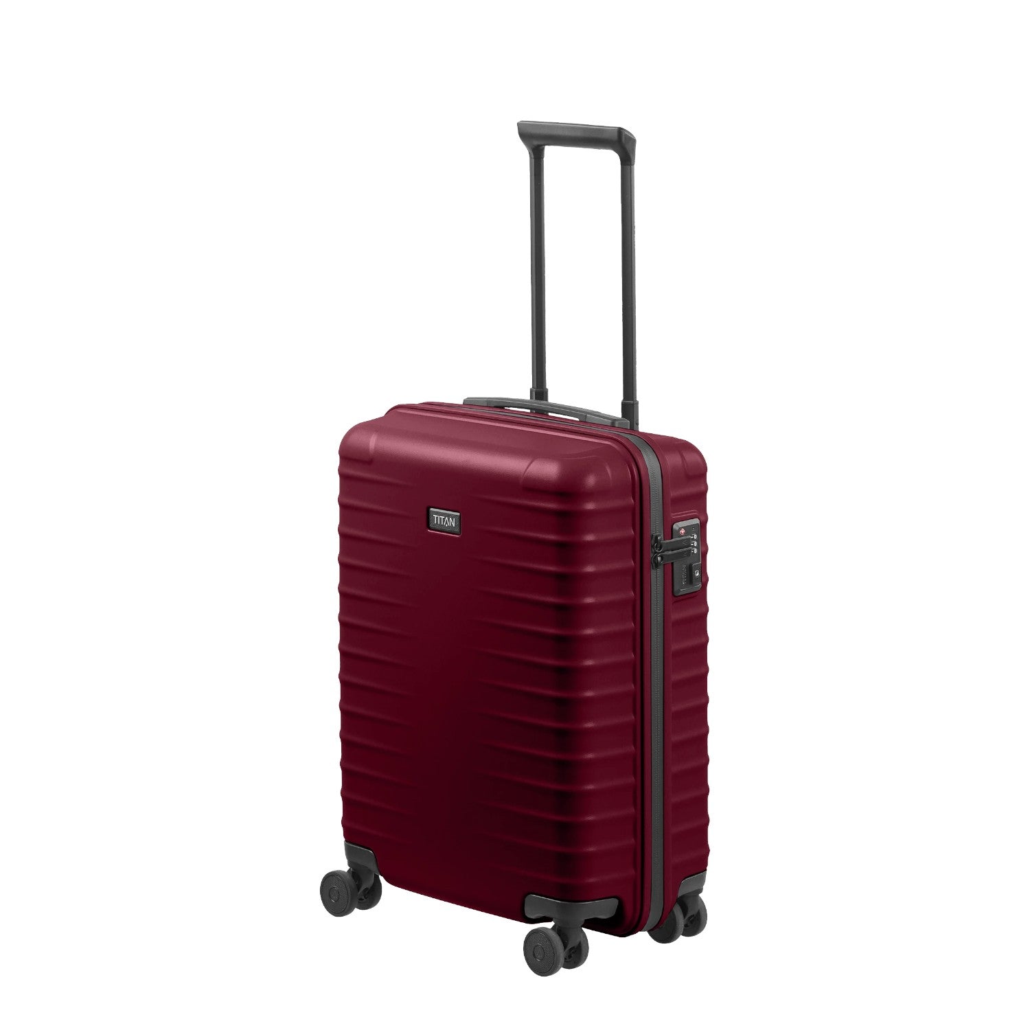 Lieblingstasche UPGRADE 4w Trolley S20 in dark red with a hard shell, telescopic handle, and four spinner wheels.