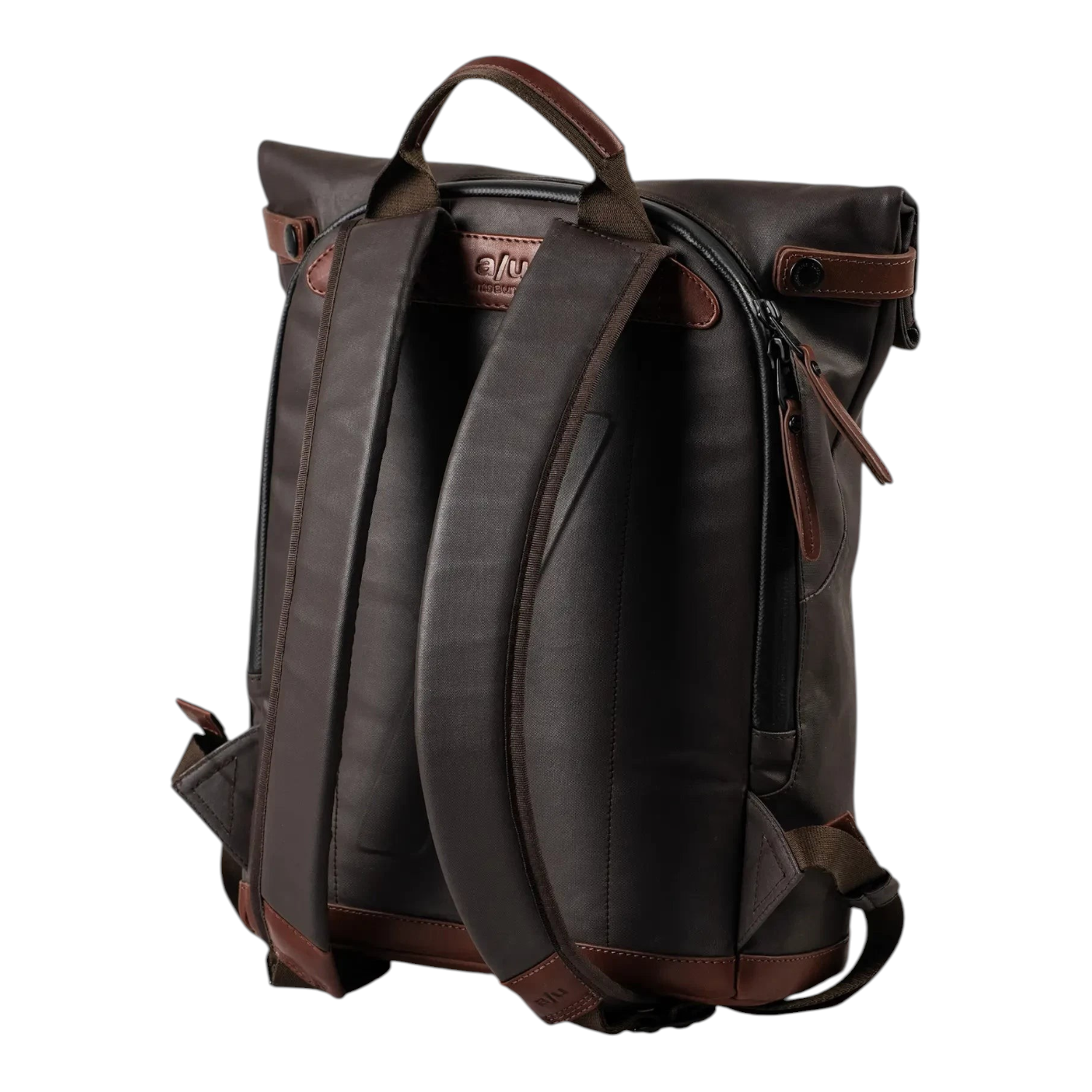 Lieblingstasche Wakayama dark brown roll-top backpack with leather trim and adjustable shoulder straps