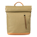 Lieblingstasche Wakayama rolltop backpack in olive green with tan leather accents and front zipper pocket