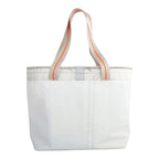 Lieblingstasche white tote bag with orange and grey striped handles, made from durable sailcloth material.
