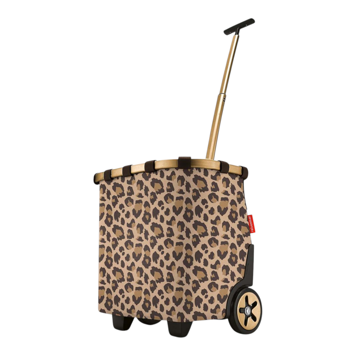 Lieblingstasche reisenthel Carrycruiser shopping trolley with leopard print, aluminium frame, and telescopic handle.