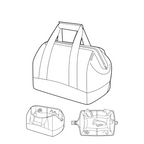 Lieblingstasche Allrounder L travel bag with internal compartments and metal frame closure in a line art illustration