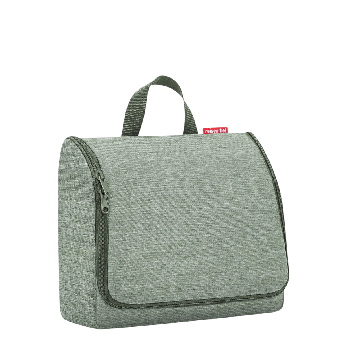 Lieblingstasche Toiletbag XL travel toiletry bag in olive green water-repellent polyester with a top carry handle.