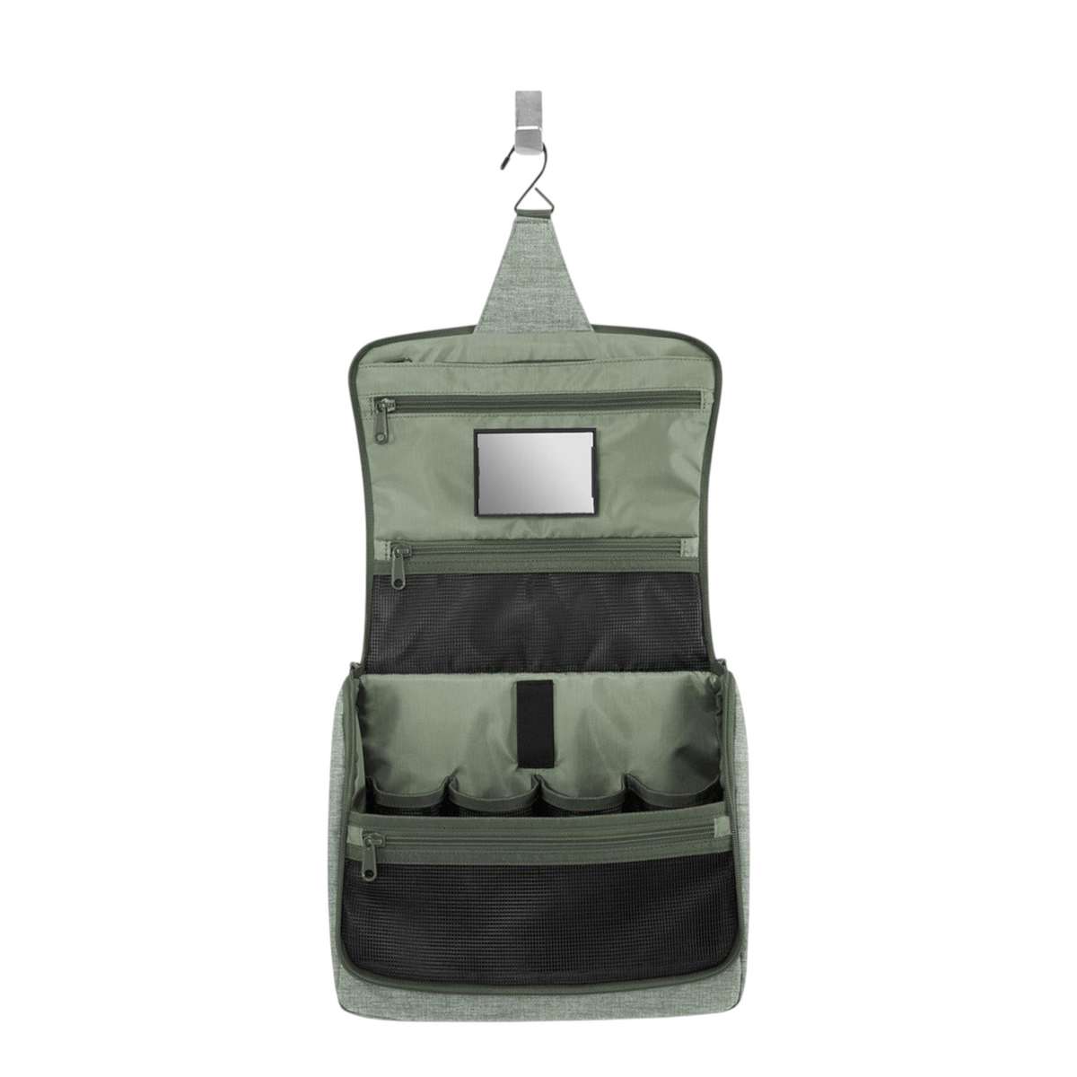 Lieblingstasche Toiletbag XL hanging toiletry bag in olive green polyester with multiple mesh pockets and mirror