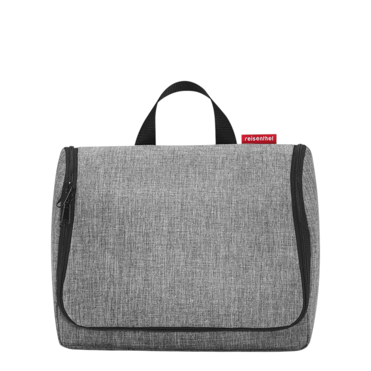 Lieblingstasche Toiletbag XL travel toiletry bag in grey polyester with black trim and top carry handle