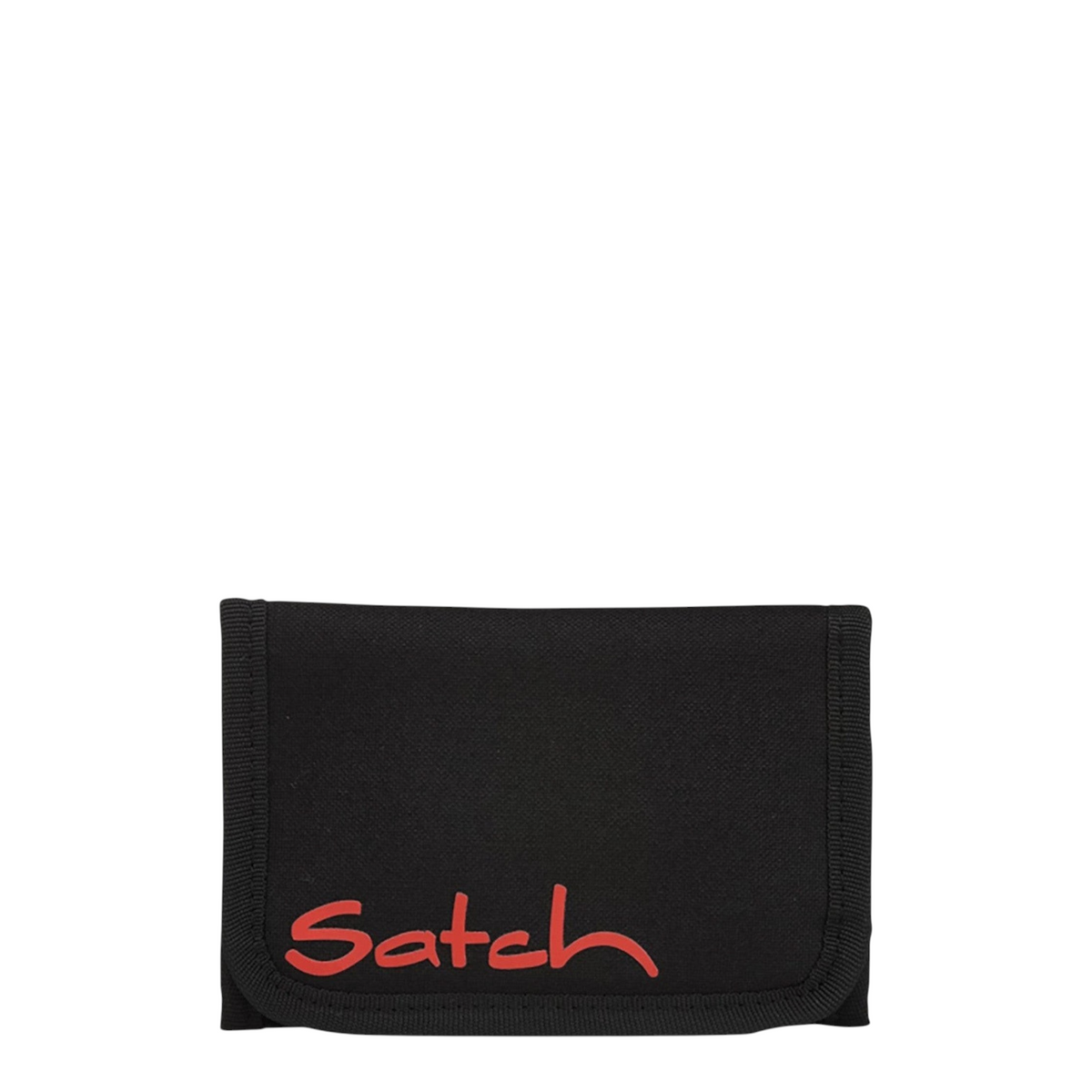 Lieblingstasche Satch black wallet with red logo, featuring spacious compartments for coins and bills