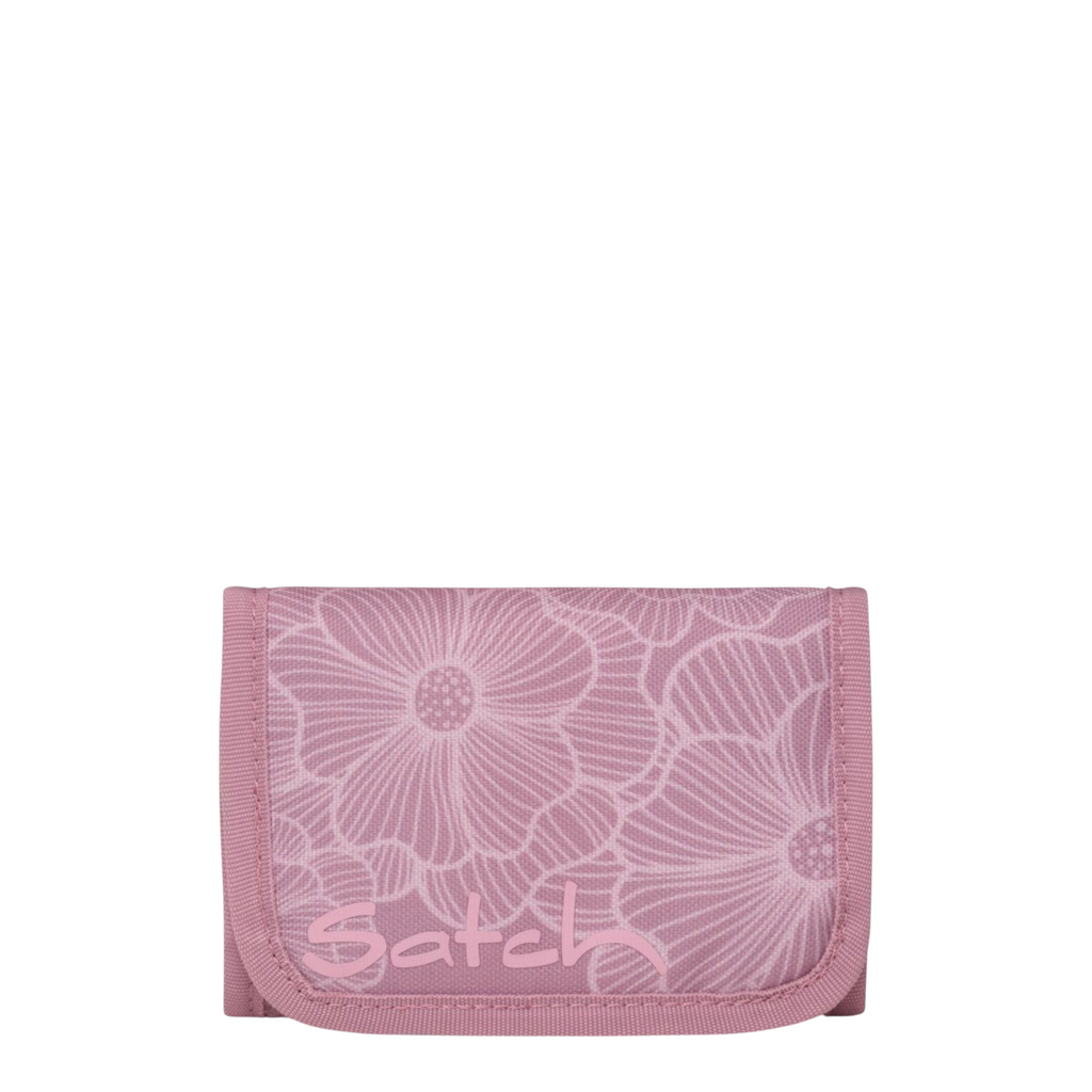 Lieblingstasche pink floral patterned wallet with Satch branding and practical compartments for coins and bills