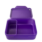 Lieblingstasche Satch purple plastic lunch box with a removable divider for organized snacks