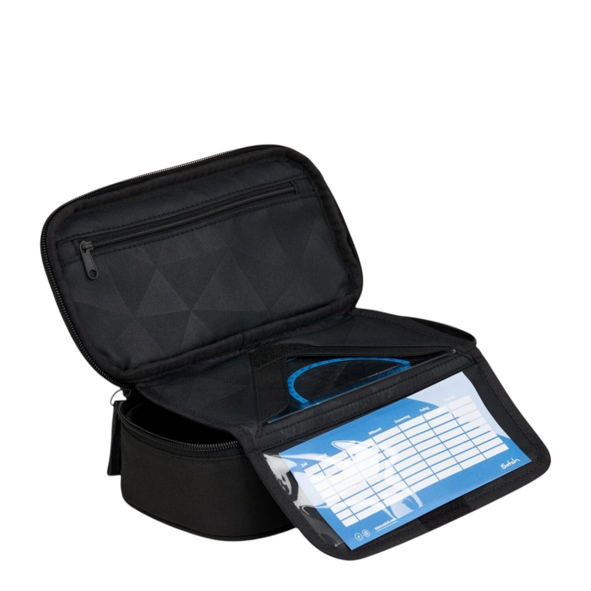 Lieblingstasche Satch pencil case in black with internal organizer, pen loops, and timetable slot