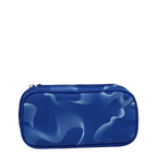Lieblingstasche Satch pencil case in blue with a white abstract wave pattern made from recycled PET material.