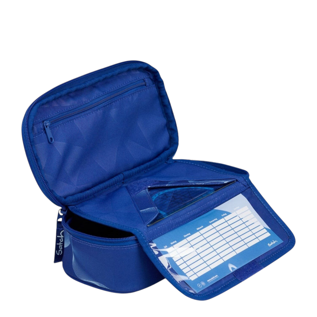 Lieblingstasche Satch blue pencil case with internal organizer, zipper pocket, and timetable insert