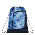 Lieblingstasche Satch drawstring sports bag in blue floral pattern with front zip pocket and black base