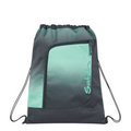 Lieblingstasche Satch drawstring sports bag in a grey and mint green gradient with a front zip pocket