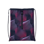 Lieblingstasche Satch drawstring sports bag in black with a geometric pink and purple line pattern