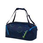 Lieblingstasche satch sports bag in navy blue with geometric green lines and adjustable shoulder straps