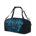 Lieblingstasche satch sports bag in black and blue with a patterned design, featuring adjustable straps and handles.