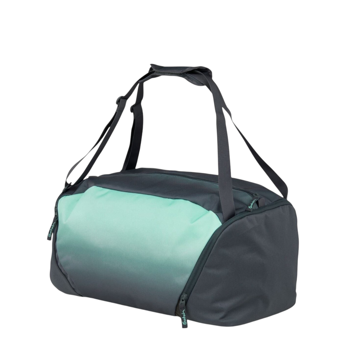 Lieblingstasche satch sports bag in dark grey and mint green with a separate shoe compartment and versatile straps.