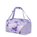Lieblingstasche satch sports bag in purple with a floral pattern, featuring adjustable straps and a side shoe compartment.