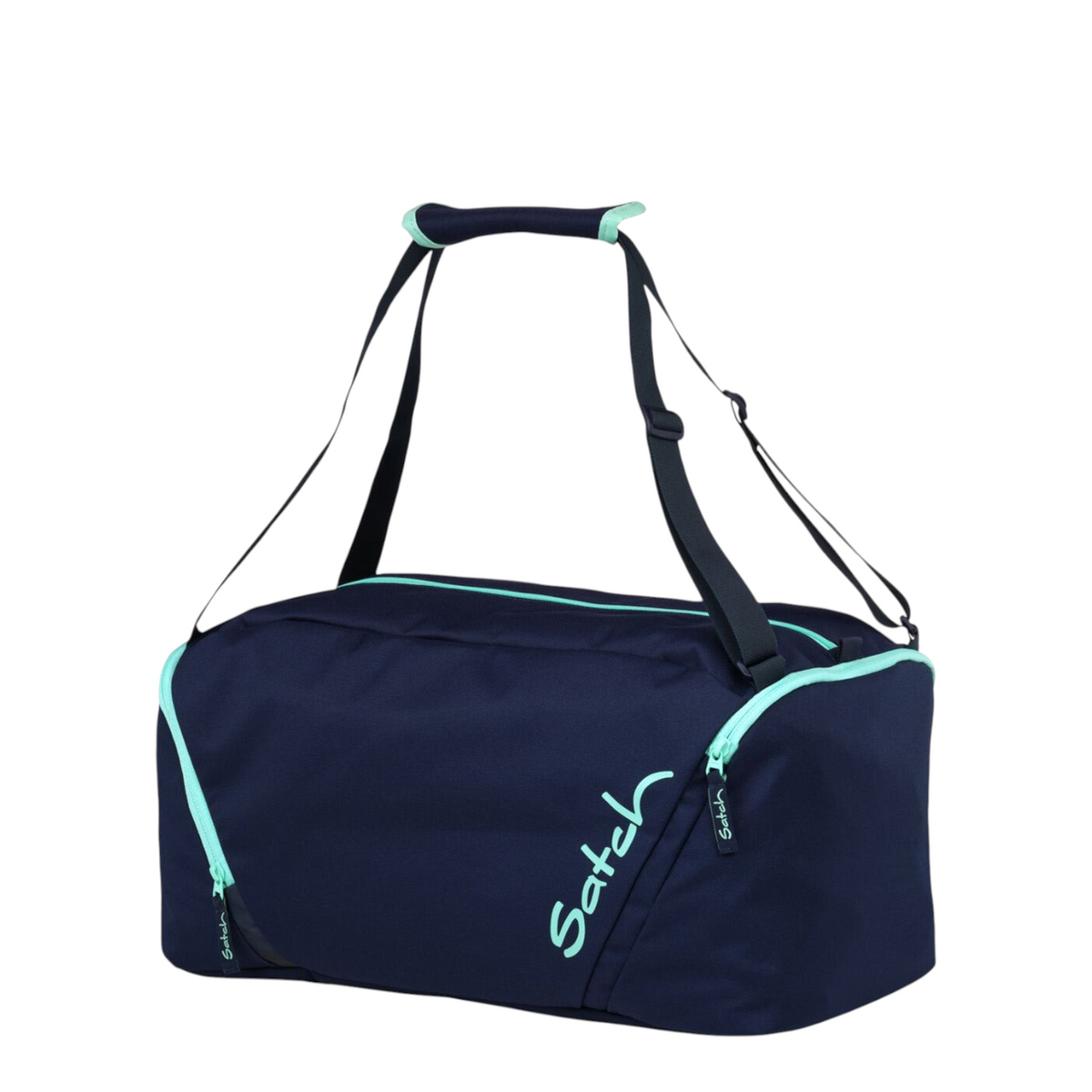 Lieblingstasche satch navy blue sports bag with mint green accents, featuring a separate shoe compartment.