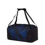 Lieblingstasche satch sports bag in black and blue with geometric pattern, featuring multiple carry options.