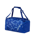 Lieblingstasche satch blue sports bag with abstract white pattern, featuring multiple carry straps and shoe compartment