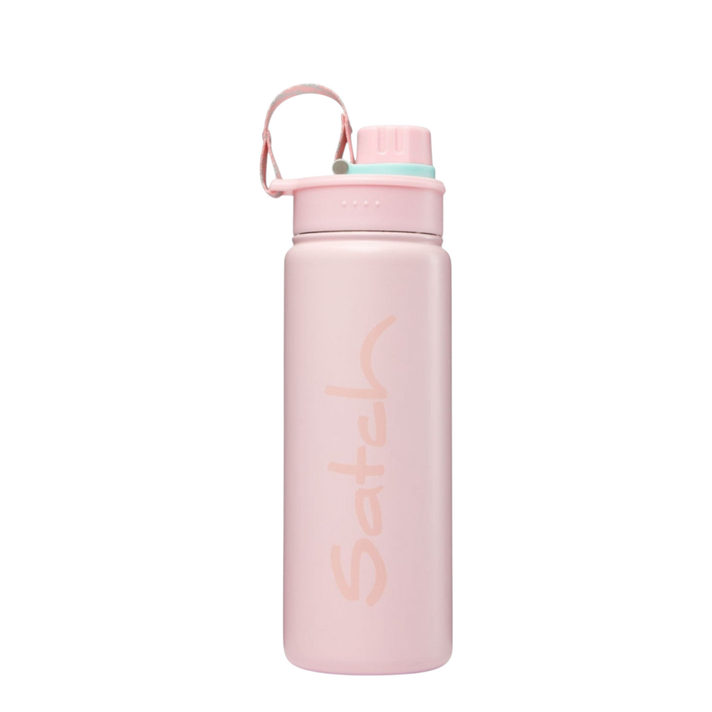 Lieblingstasche Satch stainless steel water bottle in light pink with a leak-proof lid and carrying loop.