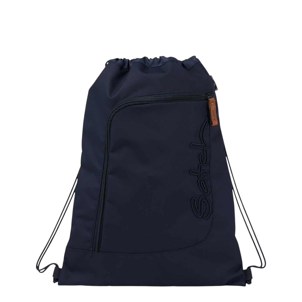 Lieblingstasche Satch navy blue drawstring sports bag with front zip pocket and minimalist Scandinavian design